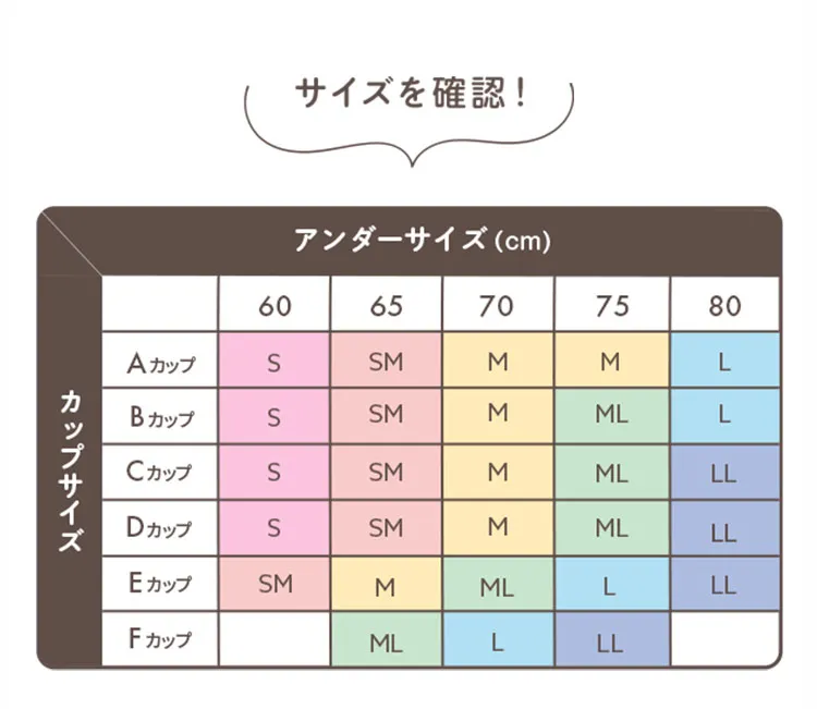 サイズ早見表 ヴィアージュ VIAGEビューティアップナイトブラ