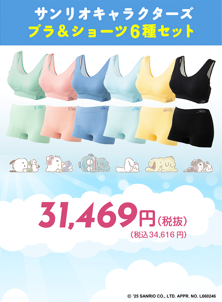 サンリオキャラクターズ　ブラ＆ショーツ全6種セット