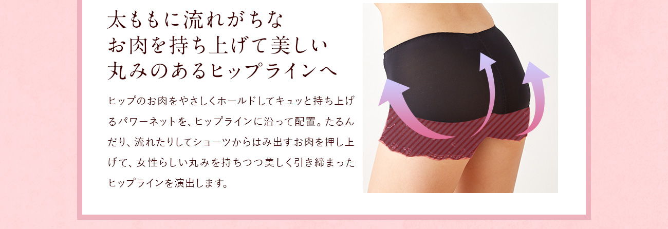 太ももに流れがちなお肉を持ち上げて美しい丸みのあるヒップラインへ