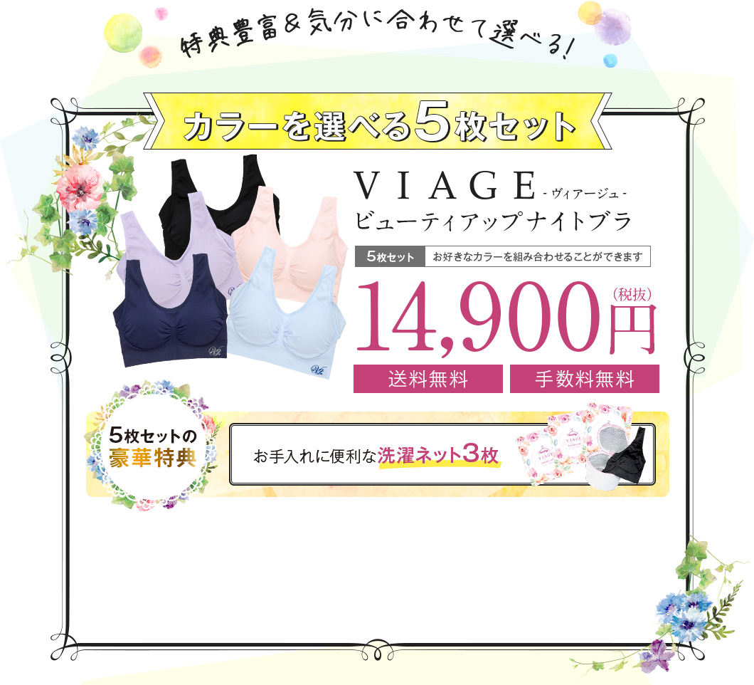 VIAGE ビューティアップナイトブラ 全5色まとめ買いセット